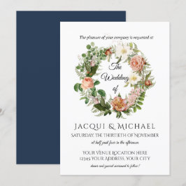 Invitation Roses de la marine et de l'ivoire de Blush avec Ma