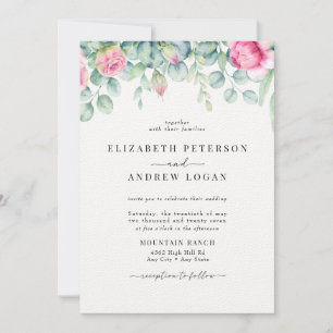 Invitation Roses de l'eucalyptus   Elegant Boho Greenery Mari
