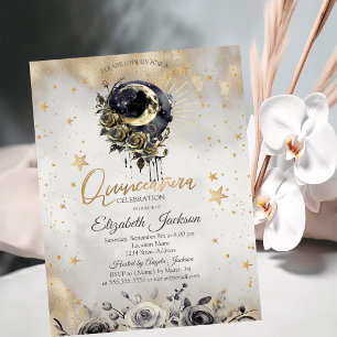 Invitation Roses de lune célestes Quinceanera étoiles 