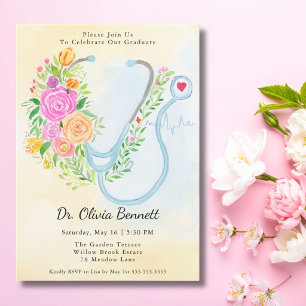 Invitation Roses de remise de diplôme de faculté de médecine 