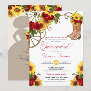 Invitation Roses de tournesol Floral Charra Quinceañera