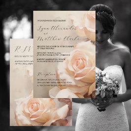Invitation Roses d'été Mariage élégant et RSVP
