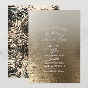 Invitation Roses dorées glamour Élégance moderne de mariage