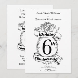 Invitation Roses du 6e anniversaire Mariage