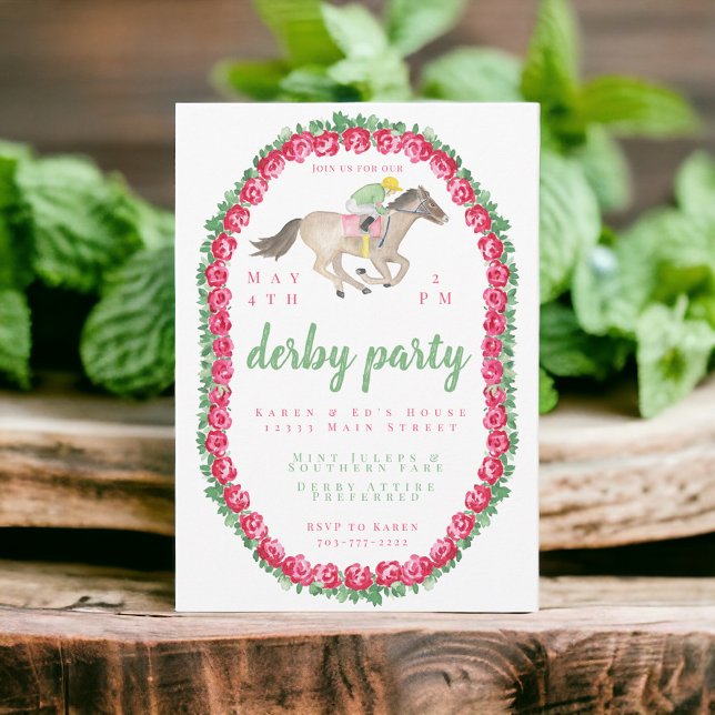 Invitation Roses du Jockey Horse Derby Party (Créateur téléchargé)