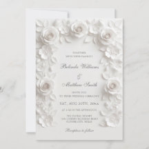 Roses en relief faux blanc cadre baroque mariage