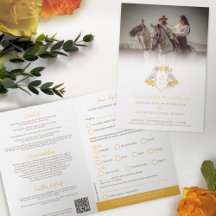 Roses et chevaux monogramme mariage option repas R
