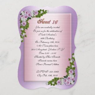 Invitation Roses et lierre de lavande d'invitation du bonbon