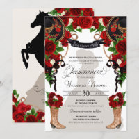Roses et pivoines rouges Ouest Charro Quinceanera