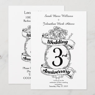 Invitation Roses et Vignes Romantique 3e Anniversaire de Mari