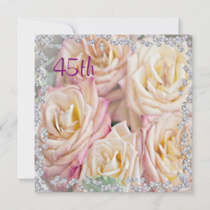 Invitation Roses Exquises & Diamants 45e Anniversaire