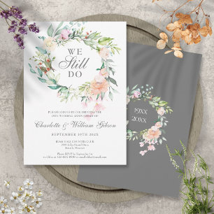 Invitation Roses florales Renouvellement de vœux 25e annivers