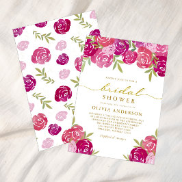 Invitation Roses floraux rose et violet Fête des mariées Feui