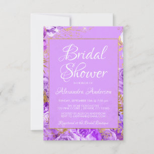 Invitation Roses floraux violets Fête des mariées Monogramme