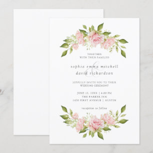 Invitation Roses généreux Élégant Mariage floral rose