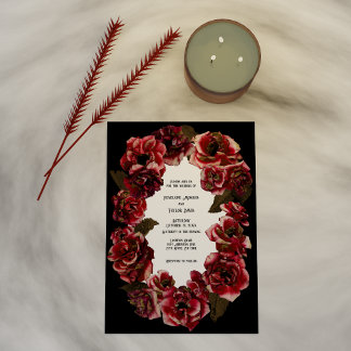 Invitation Roses gothiques décadents sur noir et blanc - Mari