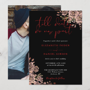 Invitation Roses gothiques noirs et rouges Mariage de photos 