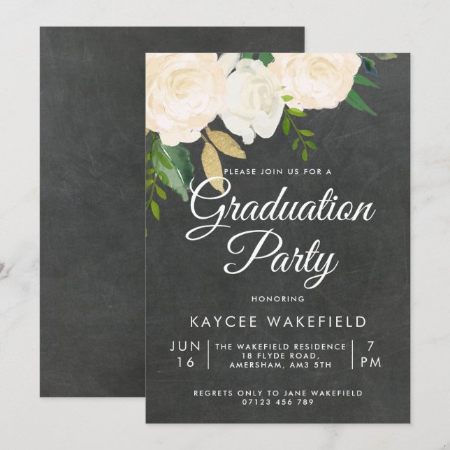 Invitation Roses ivoiriens et Parties scintillant (Devant / Derrière)