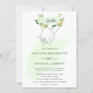Invitation *~* Roses Jaunes tenant les mains Romantique moder
