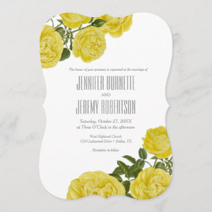 Invitation Roses jaunes Vintages
