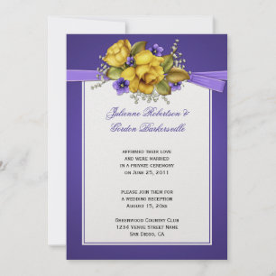 Invitation Roses jaunes violettes post-mariage