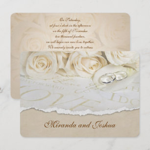 Invitation Roses mariages et anneaux