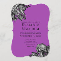 Roses noir et blanc Mariage électrique violet