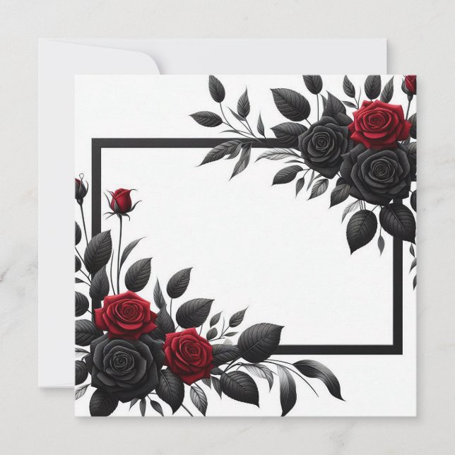 Invitation Roses noires et rouges (Devant)