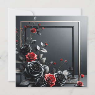 Invitation Roses noires et rouges 3D