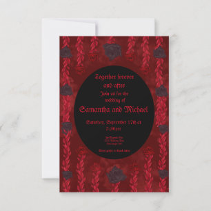 Invitation Roses noires et rouges gothiques
