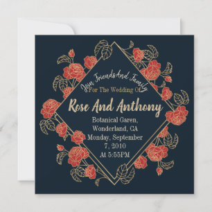 Invitation Roses or/rouge