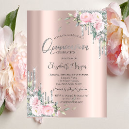 Invitation Roses, Parties scintillant en argent Rose Gold Qui