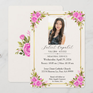 Invitation Roses pour le Service Funèbre