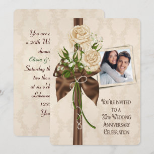 Invitation Roses pour les 20 ans de mariage