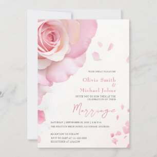Invitation Roses rose pâle Aquarelle Mariage élégant