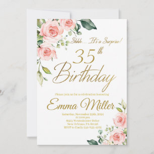 Invitation Roses rose vif 35e anniversaire