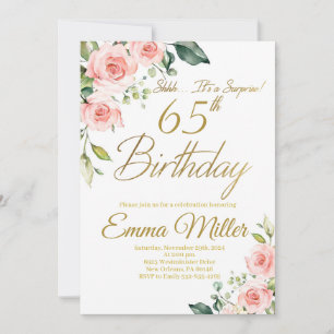 Invitation Roses rose vif 65e anniversaire