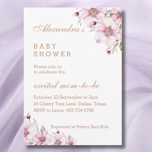 Invitation Roses rose vif féminin Baby shower floral