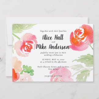 Invitation Roses roses aquarelle