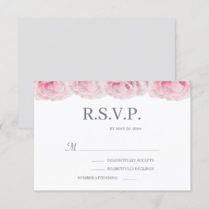 Invitation Roses roses blanches Gris gris élégant Mariage flo
