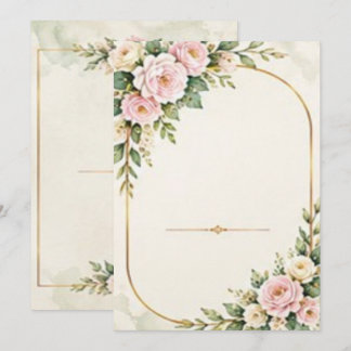 Invitation Roses roses blush et cadre en arche dorée 