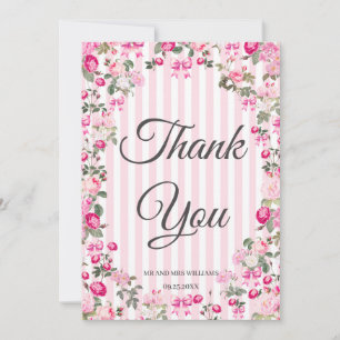 Invitation Roses Roses Coquettes Ancien Ruban Rayures