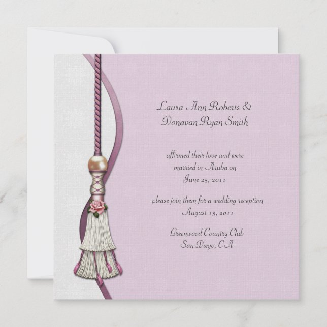 Invitation Roses roses et Mariage de poste Tassel (Devant)