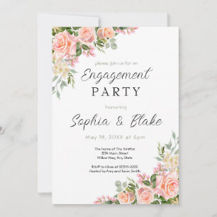 Invitation Roses roses et verdure   White Engagement Party