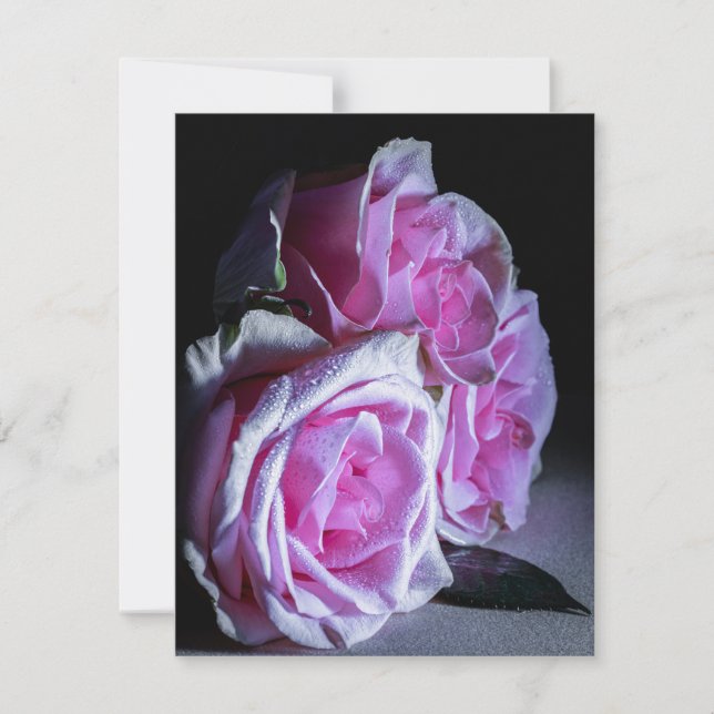 Invitation Roses roses et verts (Devant)