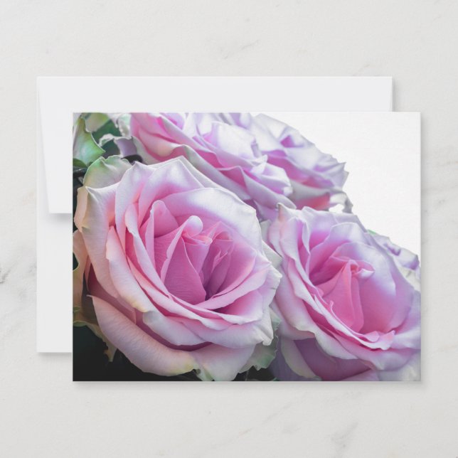 Invitation Roses roses et verts (Devant)