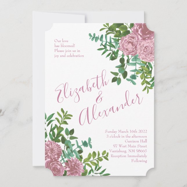 Invitation Roses roses Jardin Printemps Mariage (Devant)