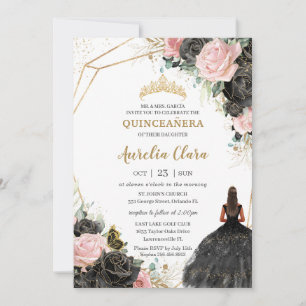 Invitation Roses roses noires Florales Quinceañera Sweet sixt