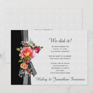 Invitation Roses roses noires Ruban blanc Mariages Réceptions