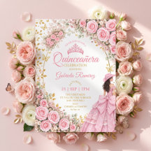 Roses roses occidentales papillon doré Quinceañera